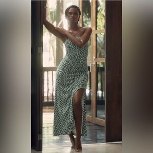 Elegant Green and White Strapless Dress
 *Anthropologie